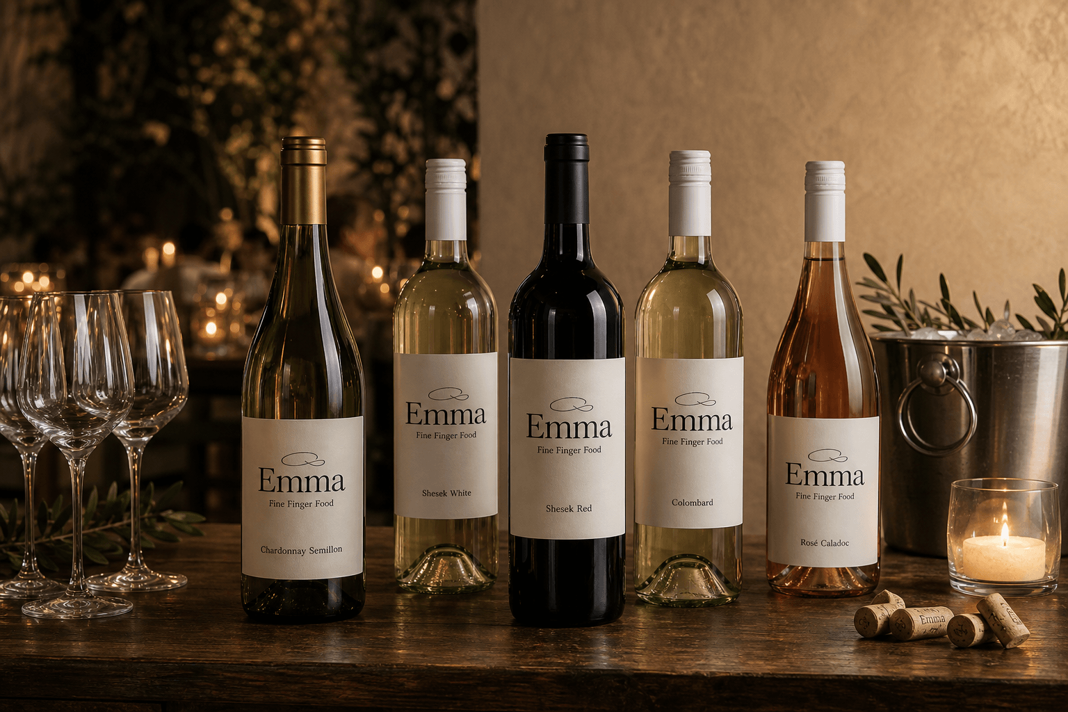 עמדת יין אלגנטית וממותגת של Emma